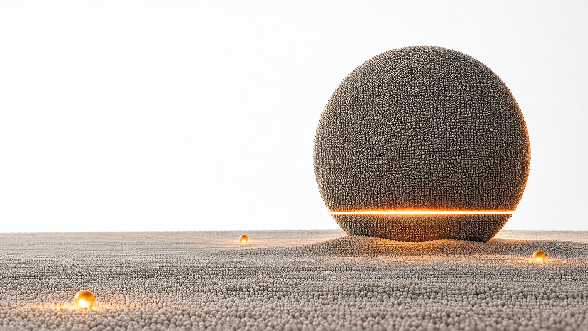 A disc of fine particles half sunk into a plain, with a line of warm light through it